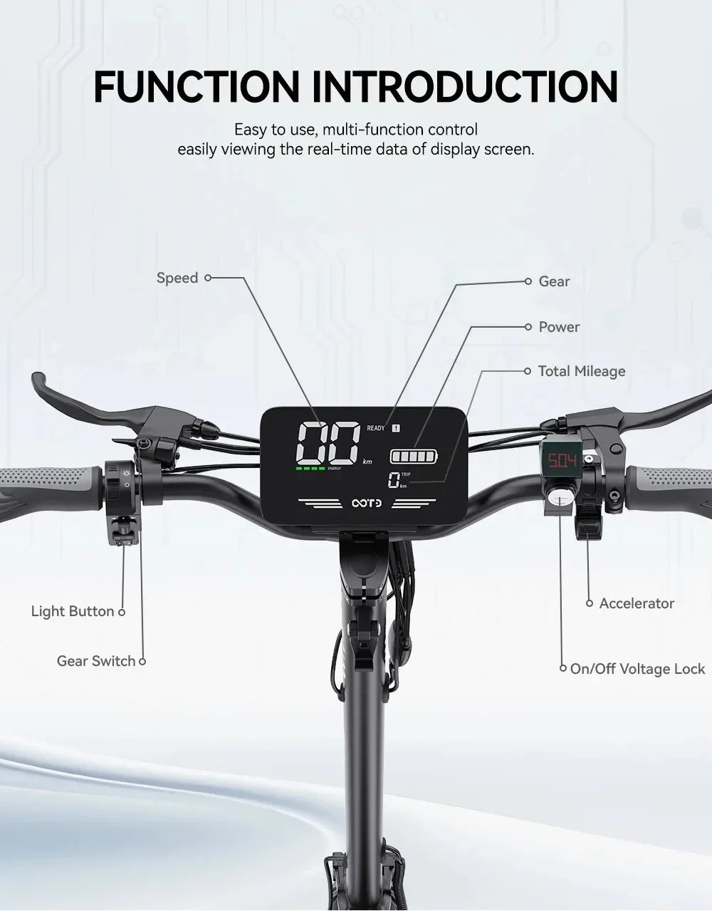 OOTD Adult E-Scooter T10 900W Power 48V13.5Ah LED Display Electric Scooter 11-inch Off-Road Vacuum Tire Foldable EScooters