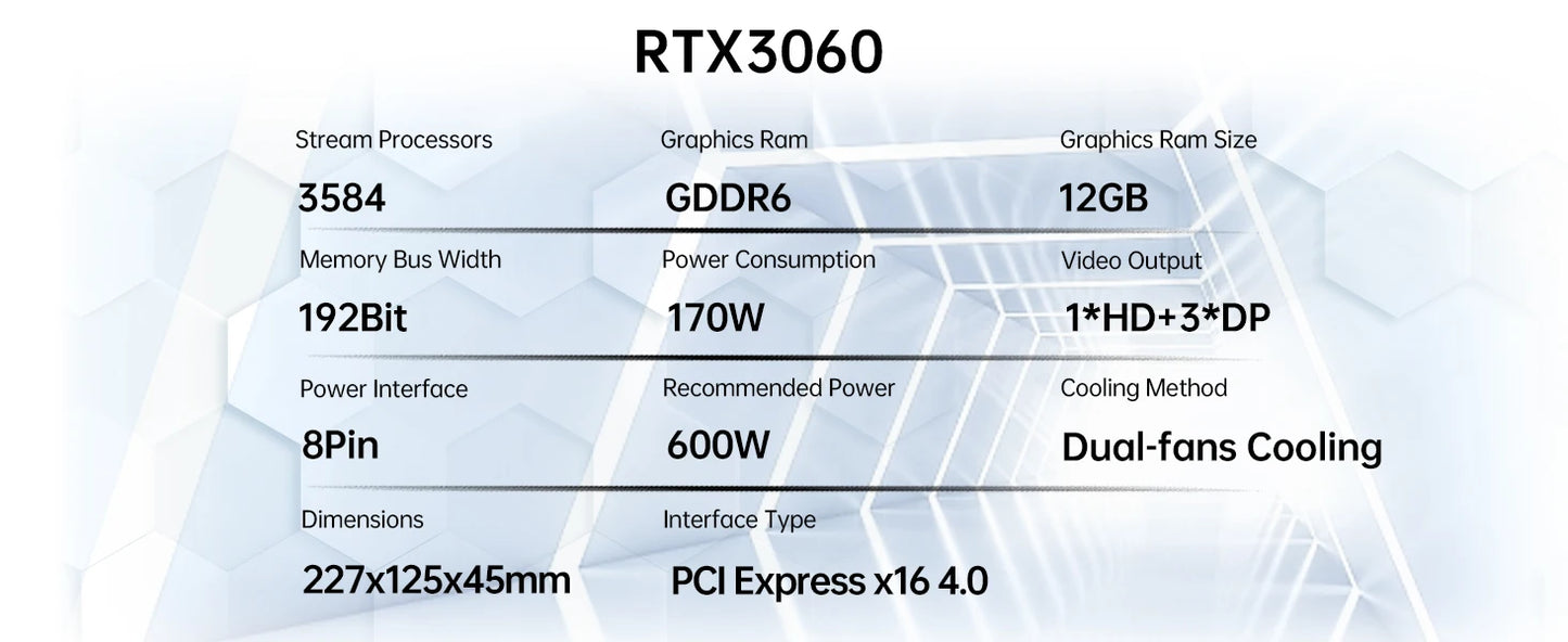 SOYO New Gaming Graphics Cards NVIDIA GeForce RTX 3060 12GB GDDR6 192 Bit Desktop GPU Video Card Computer components