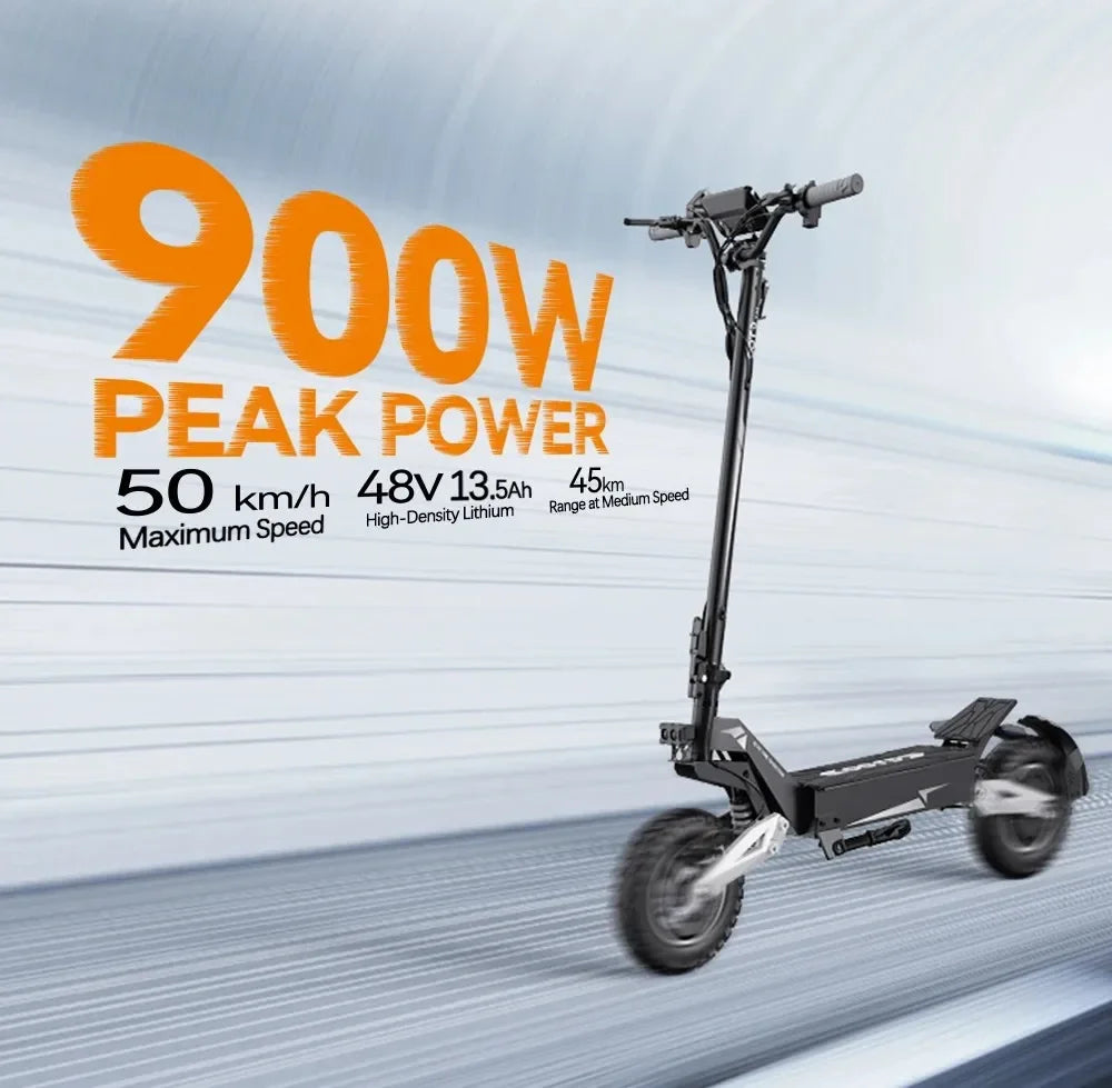 OOTD Adult E-Scooter T10 900W Power 48V13.5Ah LED Display Electric Scooter 11-inch Off-Road Vacuum Tire Foldable EScooters
