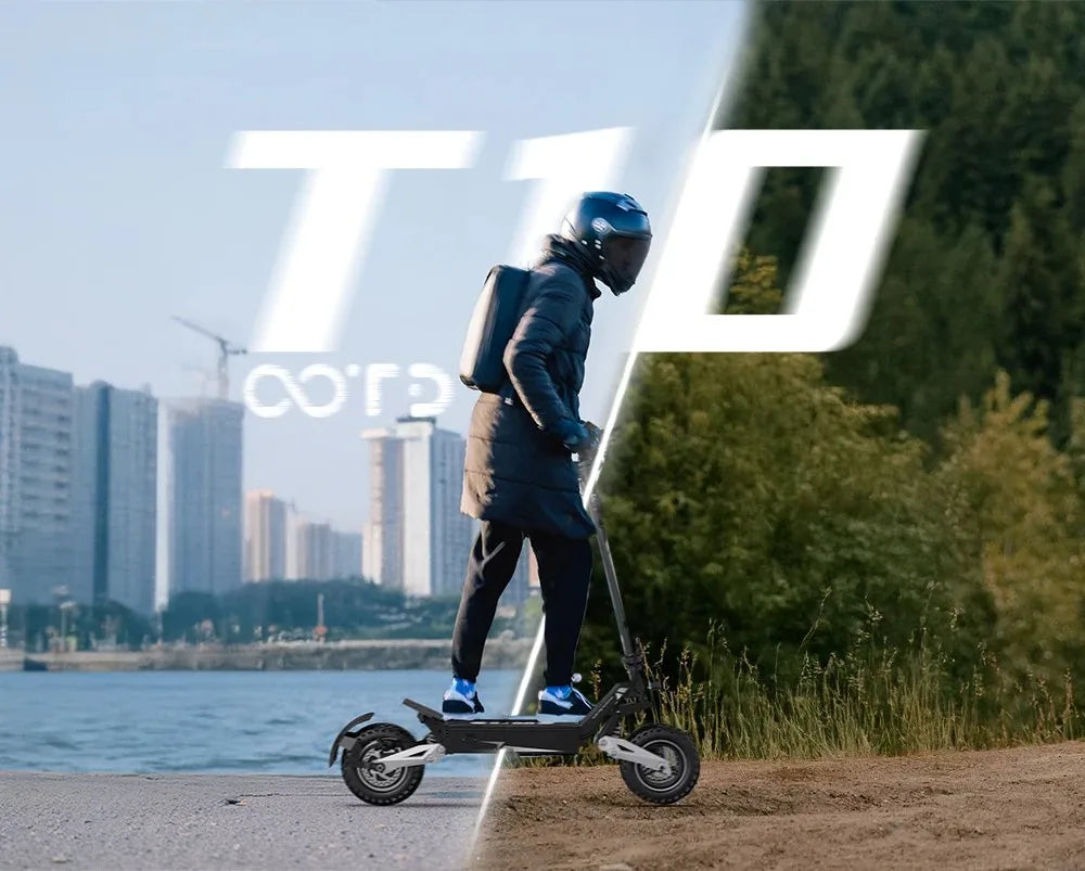 OOTD Adult E-Scooter T10 900W Power 48V13.5Ah LED Display Electric Scooter 11-inch Off-Road Vacuum Tire Foldable EScooters