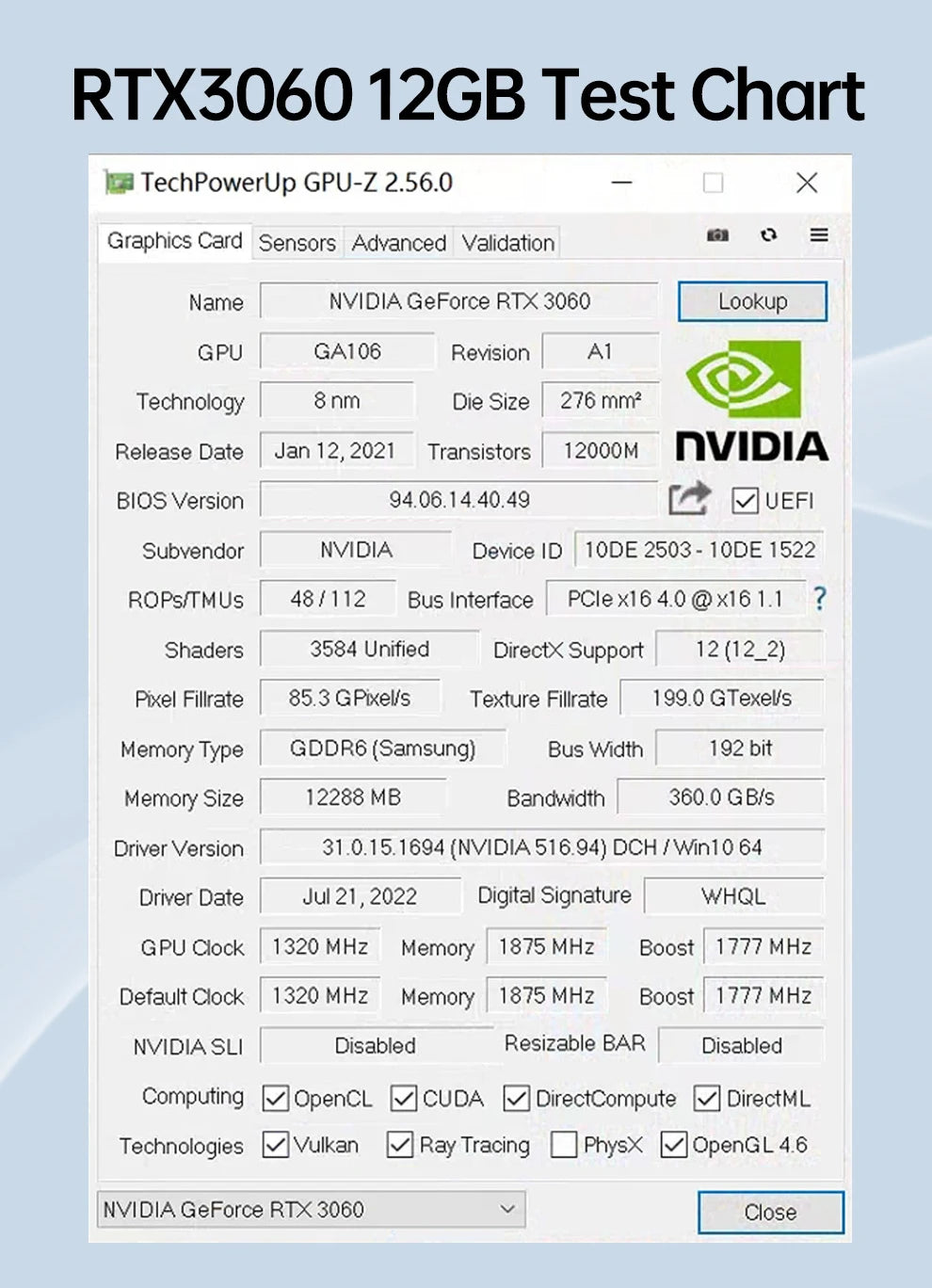 SOYO New Gaming Graphics Cards NVIDIA GeForce RTX 3060 12GB GDDR6 192 Bit Desktop GPU Video Card Computer components