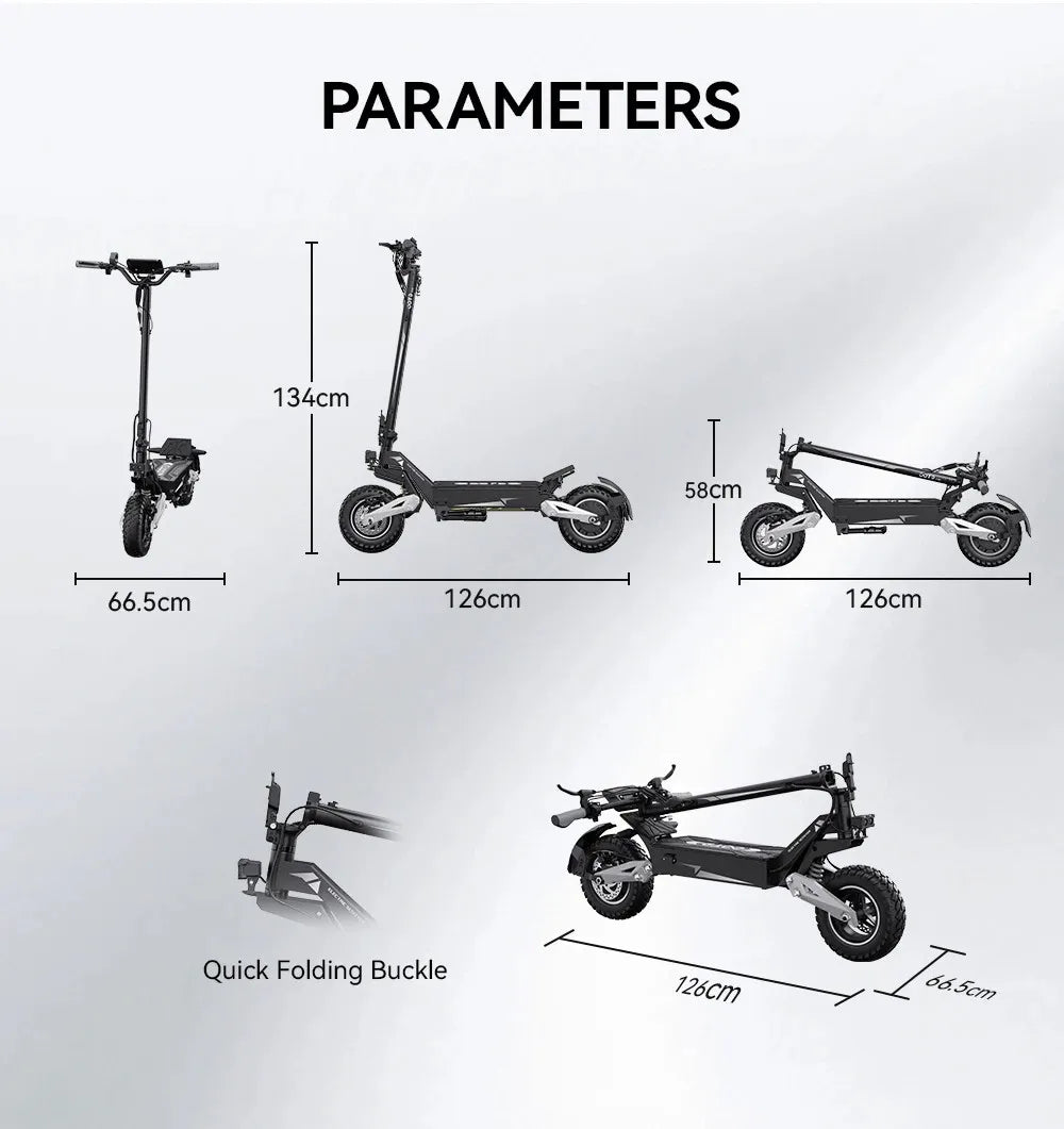 OOTD Adult E-Scooter T10 900W Power 48V13.5Ah LED Display Electric Scooter 11-inch Off-Road Vacuum Tire Foldable EScooters