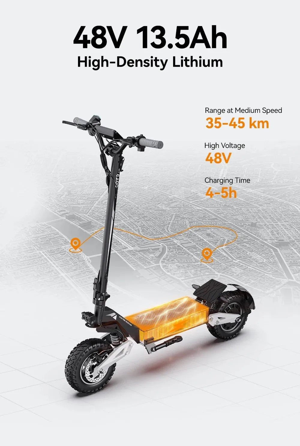 OOTD Adult E-Scooter T10 900W Power 48V13.5Ah LED Display Electric Scooter 11-inch Off-Road Vacuum Tire Foldable EScooters