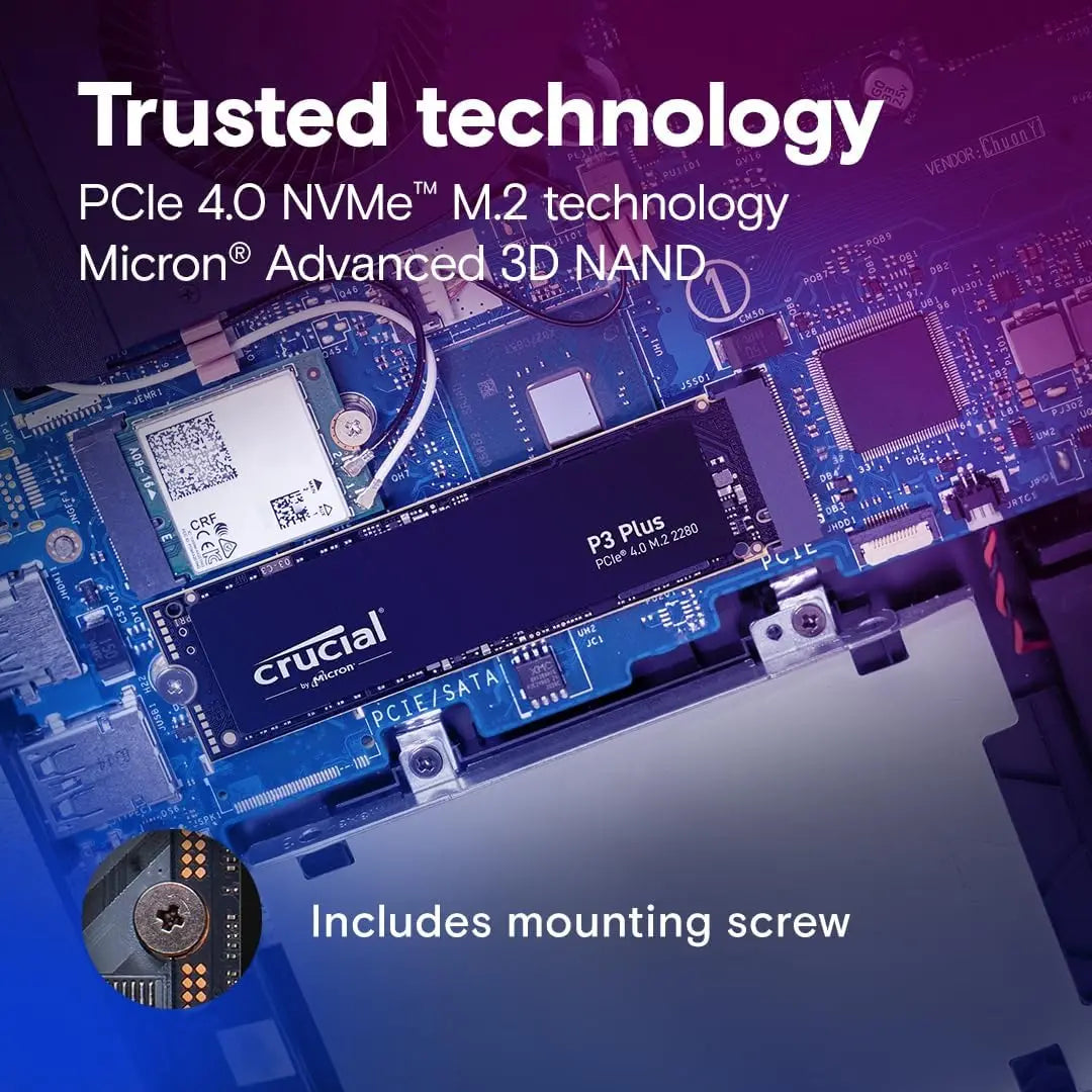 Crucial P3 Plus 1TB 2TB PCIe Gen4 3D NAND NVMe M.2 SSD, Up to 5000MB/s Solid State Drive for Gaming PC and Laptop(OEM Package)