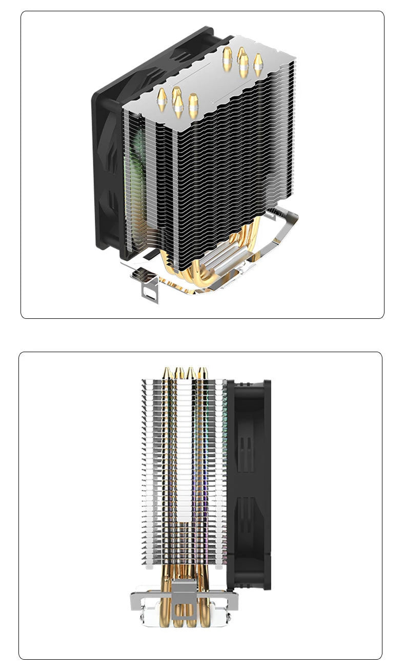 TEUCER CPU Cooler 4 Heat Pipes PC Radiator Cooling 3PIN PWM Silent Rgb Fan For Intel 1700 1150 1155 1156 1366 AM2/AM3/AM4 AMD
