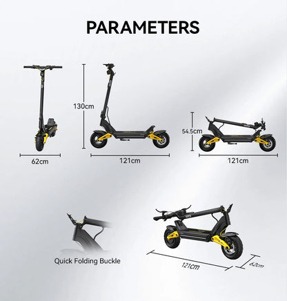 OOTD S10 E-Scooter 1400W Brand Motor 48V20AH Battery City Off-Road Electric Scooter Adult 10-inch Road Tires Foldable EScooters
