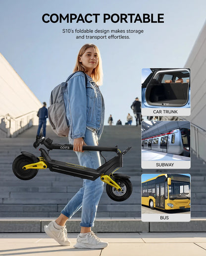 OOTD S10 E-Scooter 1400W Brand Motor 48V20AH Battery City Off-Road Electric Scooter Adult 10-inch Road Tires Foldable EScooters
