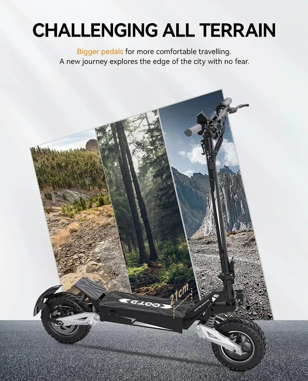 OOTD Adult E-Scooter T10 900W Power 48V13.5Ah LED Display Electric Scooter 11-inch Off-Road Vacuum Tire Foldable EScooters
