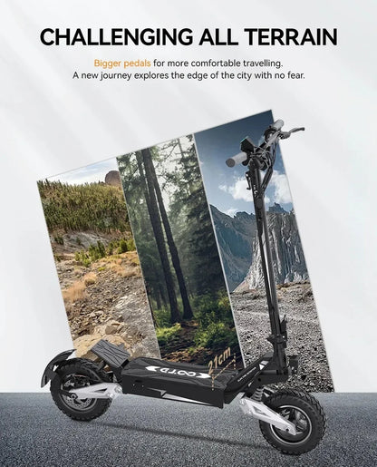 OOTD Adult E-Scooter T10 900W Power 48V13.5Ah LED Display Electric Scooter 11-inch Off-Road Vacuum Tire Foldable EScooters