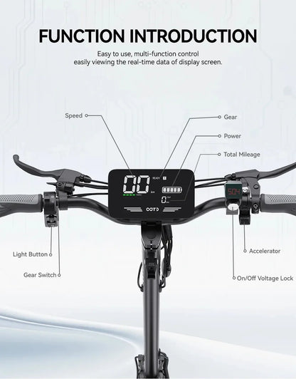 OOTD Adult E-Scooter T10 900W Power 48V13.5Ah LED Display Electric Scooter 11-inch Off-Road Vacuum Tire Foldable EScooters
