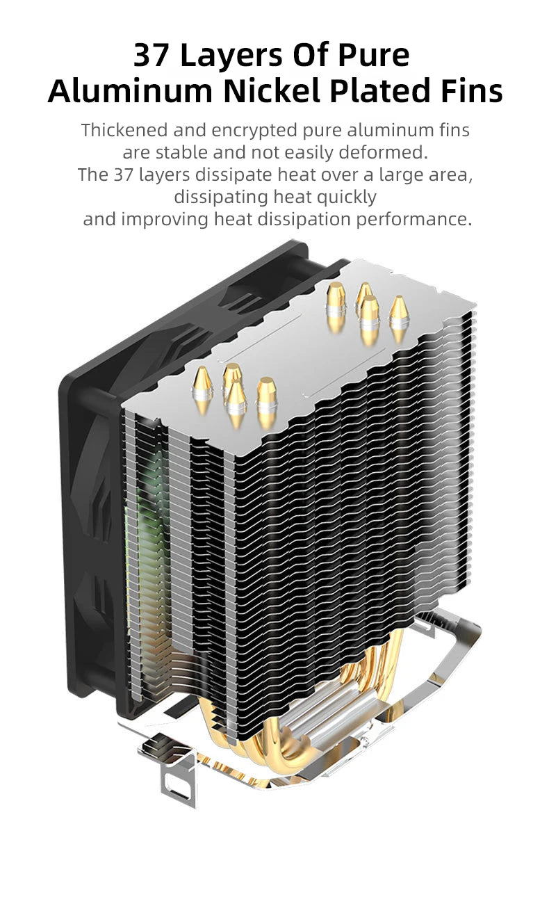 TEUCER CPU Cooler 4 Heat Pipes PC Radiator Cooling 3PIN PWM Silent Rgb Fan For Intel 1700 1150 1155 1156 1366 AM2/AM3/AM4 AMD
