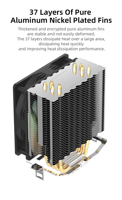 TEUCER CPU Cooler 4 Heat Pipes PC Radiator Cooling 3PIN PWM Silent Rgb Fan For Intel 1700 1150 1155 1156 1366 AM2/AM3/AM4 AMD