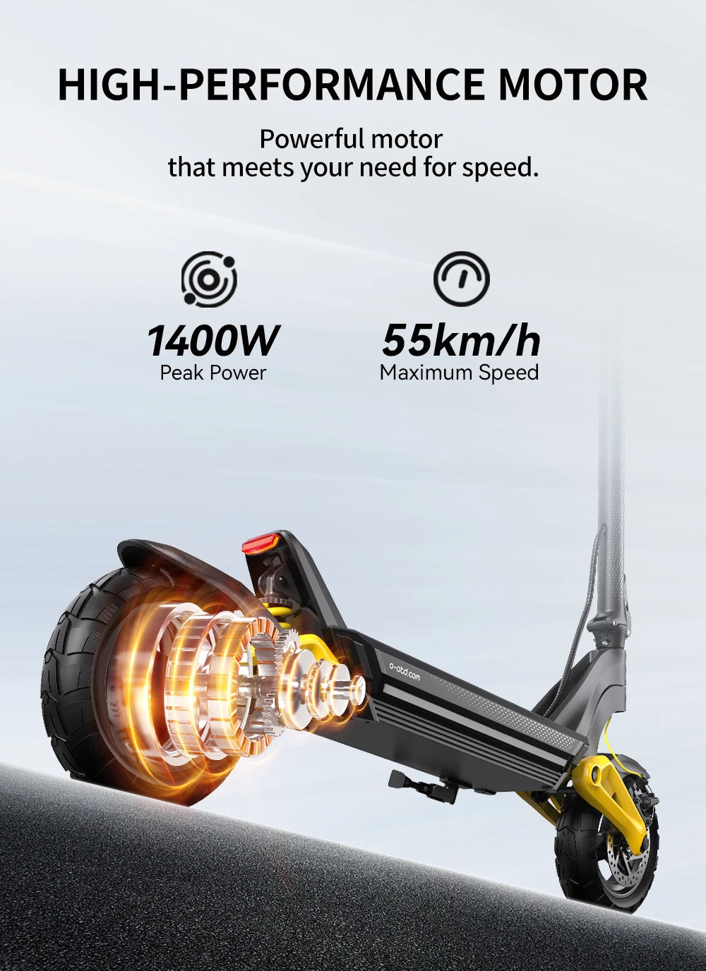 OOTD S10 E-Scooter 1400W Brand Motor 48V20AH Battery City Off-Road Electric Scooter Adult 10-inch Road Tires Foldable EScooters