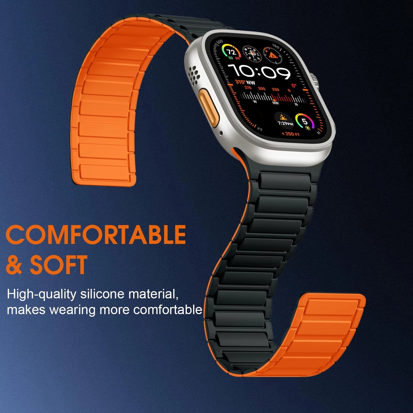 Silicone Magnetic Band for Apple Watch Strap Ultra 3 2 49mm 46mm 45mm 44mm 42mm 40 41mm Bracelet IWatch Series 11 10 9 8 7 6 SE