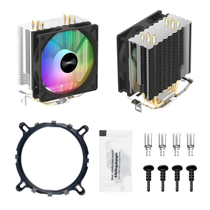TEUCER CPU Cooler 4 Heat Pipes PC Radiator Cooling 3PIN PWM Silent Rgb Fan For Intel 1700 1150 1155 1156 1366 AM2/AM3/AM4 AMD
