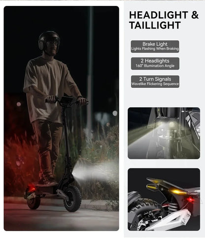 OOTD Adult E-Scooter T10 900W Power 48V13.5Ah LED Display Electric Scooter 11-inch Off-Road Vacuum Tire Foldable EScooters