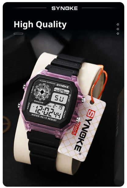SYNOKE Digital Watches Men Sports Luminous Multifunction Waterproof Chrono Wristwatch Outdoor and Running Student Seven Lights