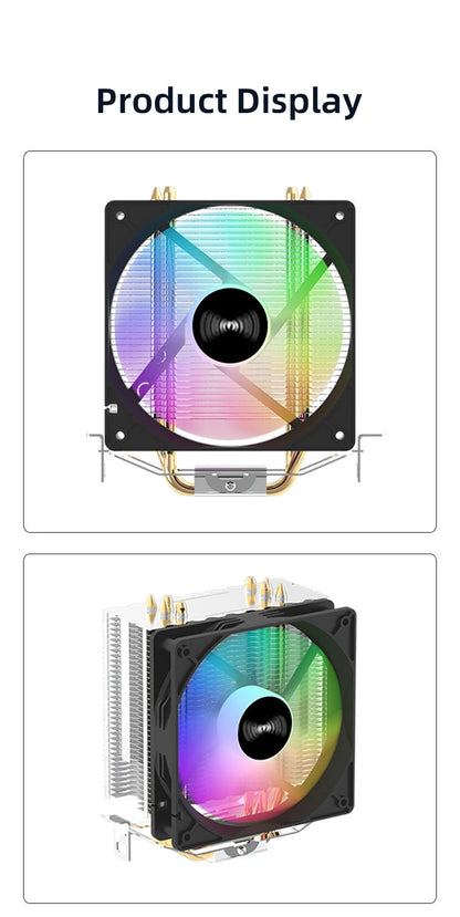 TEUCER CPU Cooler 4 Heat Pipes PC Radiator Cooling 3PIN PWM Silent Rgb Fan For Intel 1700 1150 1155 1156 1366 AM2/AM3/AM4 AMD