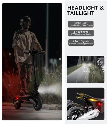 OOTD Adult E-Scooter T10 900W Power 48V13.5Ah LED Display Electric Scooter 11-inch Off-Road Vacuum Tire Foldable EScooters