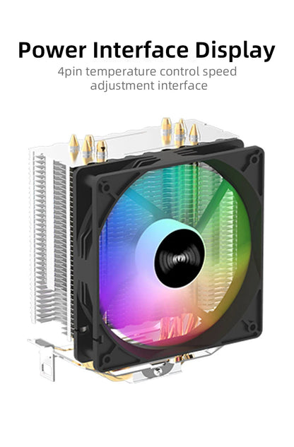 TEUCER CPU Cooler 4 Heat Pipes PC Radiator Cooling 3PIN PWM Silent Rgb Fan For Intel 1700 1150 1155 1156 1366 AM2/AM3/AM4 AMD
