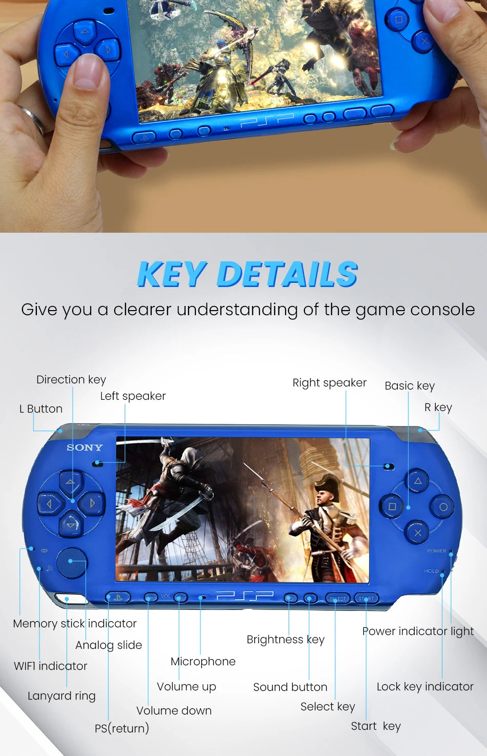 PlayStation Original PSP 3000 Handheld Game Console (PSP-3006) PlayStation Portable 3000 Game Console(Free Games)Cracked version