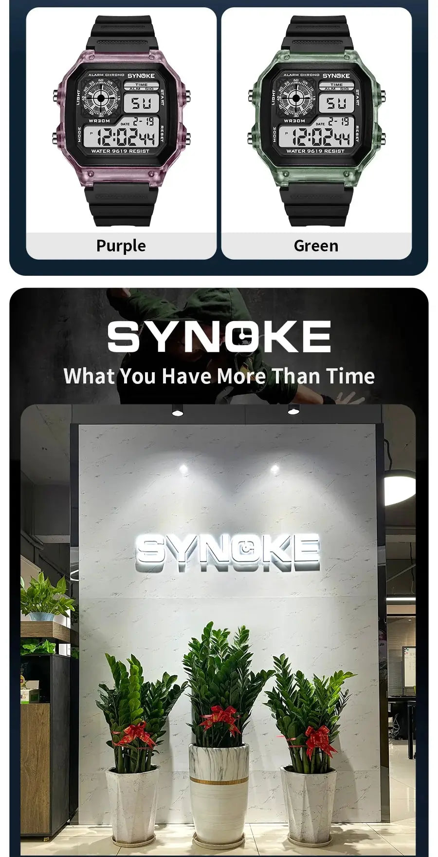 SYNOKE Digital Watches Men Sports Luminous Multifunction Waterproof Chrono Wristwatch Outdoor and Running Student Seven Lights