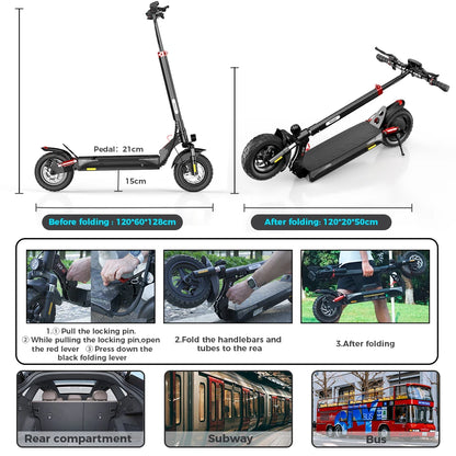 iScooter iX3 800W Powerful Electric Scooter 40KM Range 10inch Off Road Tire Electric Kick Scooter 10Ah 40KM/H Scooter for Adults