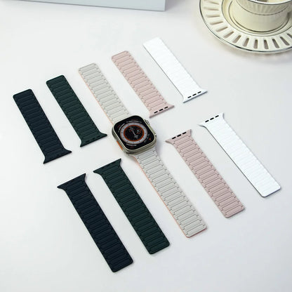 Silicone Magnetic Band for Apple Watch Strap Ultra 3 2 49mm 46mm 45mm 44mm 42mm 40 41mm Bracelet IWatch Series 11 10 9 8 7 6 SE
