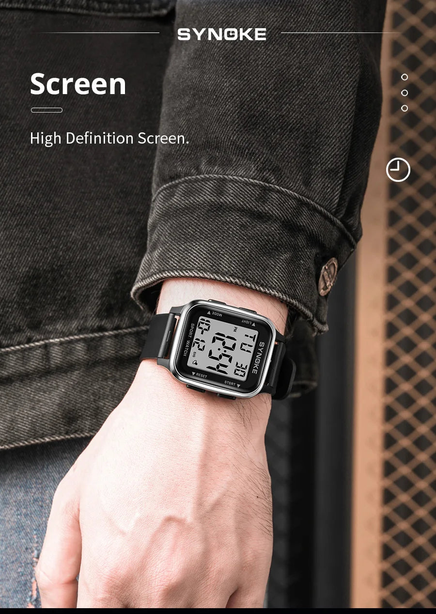 SYNOKE Outdoor Military Digital Watch New For Men Fashion Retro Men Watch Sports Waterproof Men Watch Multifunctional Luminous