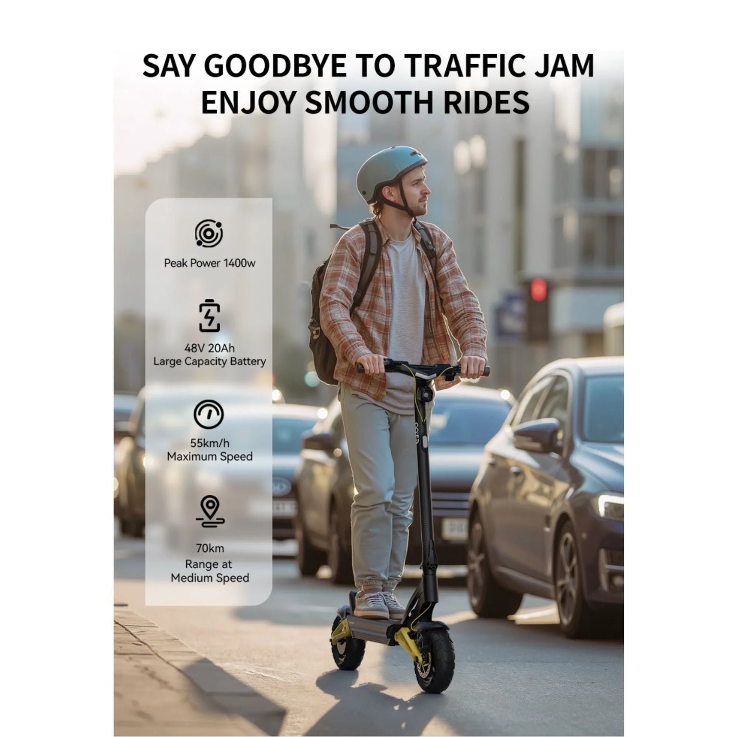OOTD S10 E-Scooter 1400W Brand Motor 48V20AH Battery City Off-Road Electric Scooter Adult 10-inch Road Tires Foldable EScooters