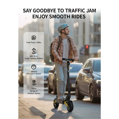 OOTD S10 E-Scooter 1400W Brand Motor 48V20AH Battery City Off-Road Electric Scooter Adult 10-inch Road Tires Foldable EScooters