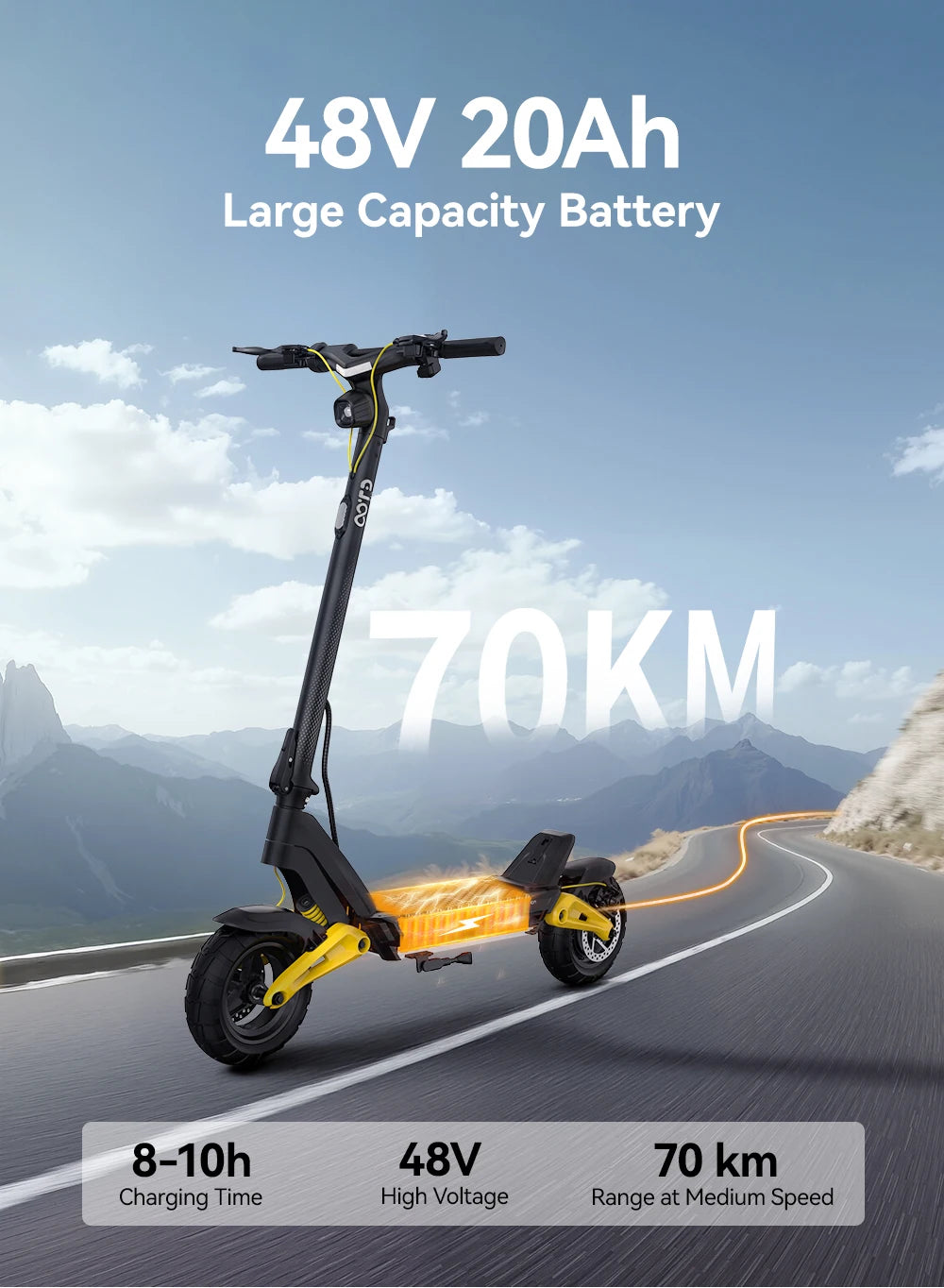 OOTD S10 E-Scooter 1400W Brand Motor 48V20AH Battery City Off-Road Electric Scooter Adult 10-inch Road Tires Foldable EScooters