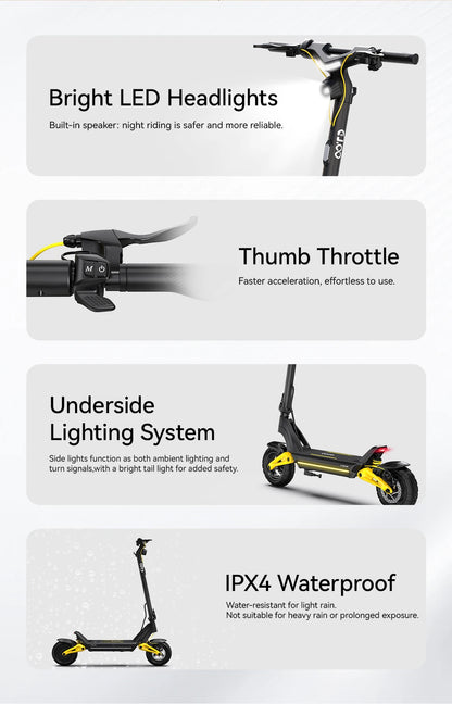 OOTD S10 E-Scooter 1400W Brand Motor 48V20AH Battery City Off-Road Electric Scooter Adult 10-inch Road Tires Foldable EScooters