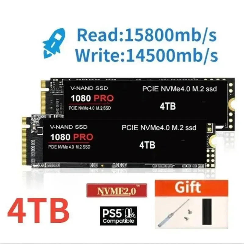 1080Pro SSD NVMe PCIe M2 1TB 2TB 4TB for PS5 High Speed Gaming Storage 2280